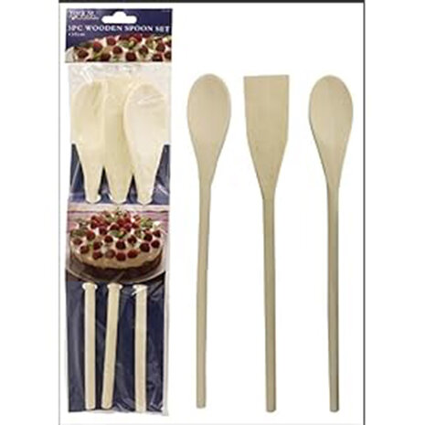 Houten pollepel set  HOUTJE - Lichtbruin - Hout - 30 cm - 3 stuks - Koken - Keuken - Pollepel / Spatel / Opscheplepel