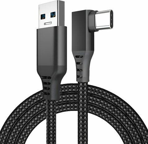 VR Link Kabel USB Geschikt - Zwart - Kunststof - 5M - USB-C voor Meta Quest 3 / Quest 2 / Pro / Pico 4 / PC / Steam VR - 90 Gra