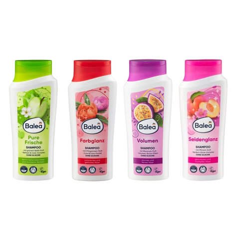 Balea Natural Beauty Shampoo  Set van 4 - COMBI-VERPAKKING - 4 x 300 ml