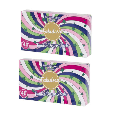 Droogtrommeldoekjes ELITE - Fantabulosa - Set van 80 - 2 Doosjes - Geurdoekjes voor de droger - Scented Tumble Dryer Wipes