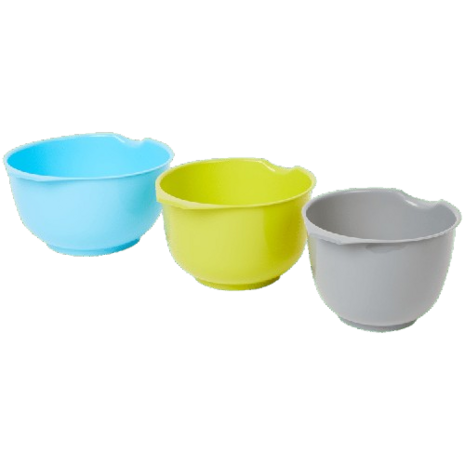 Beslagkommen set - Blauw / Groen / Grijs - Schalen - Mengkommen - 3 delig - Kunststof - 1.5L / 2L / 2.5La