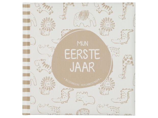 Mijn Eerste Jaar als Baby  ' Animal thema ' Creme 