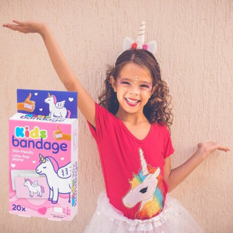 Kinderpleisters met Unicorn print - Latex vrij - Multicolor - 20 stuks - Kinder bandage - Waterstoten / Ademend2