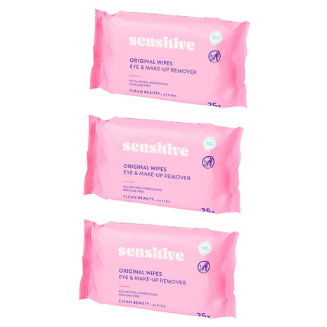 Oog en make-up reinigingsdoekjes Sensitive - Roze - Set van 3 pakken - Make-up remover- Oogreiniging - Doekjes - Removing Wipes