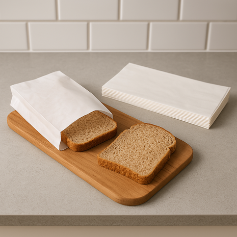Papieren boterhamzakjes - Wit - Papier - 14 x 29 cm - L - 25 zakjes - Paper sandwich bag - sac &#x00e0; sandwich en papier