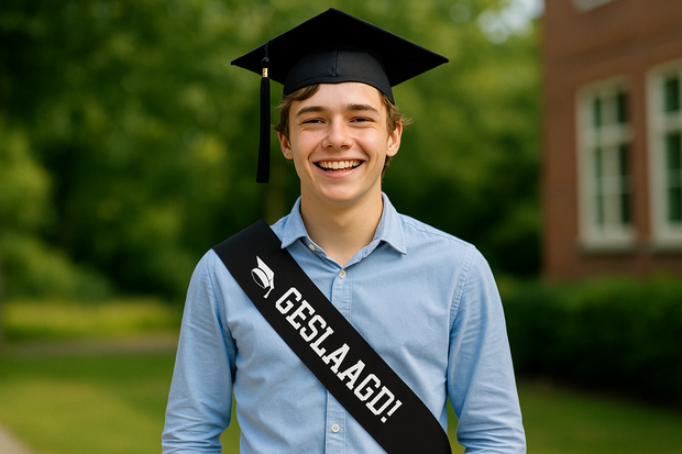 Feest Sjerp - Zwart / Wit - One size - Geslaagd - Verjaardags - Feest - School - Opleiding - Slagen2