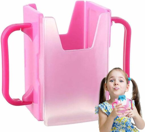 Anti knijp bekerhouder SIPPY  - Roze - Kunststof - Drankhouder - Sapdoos - Bekerhouder - Anti spill - Drankhouder  - Drinkpakje