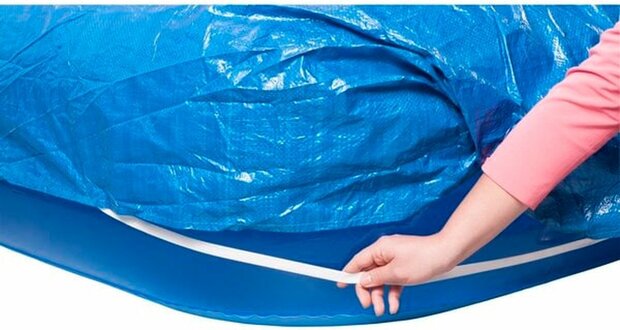 Afdekzeil voor zwembad - Blauw - Kunststof - XL size - 262 x 175 x 51 cm - Elastische band 1