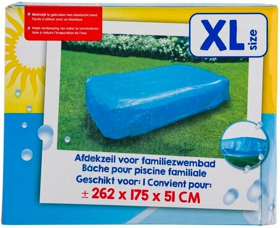 Afdekzeil voor zwembad - Blauw - Kunststof - XL size - 262 x 175 x 51 cm - Elastische band 2