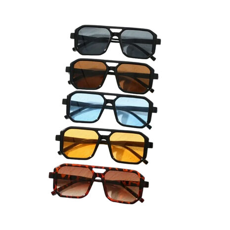 Zonnebril FESTIVAL  - UV 400 - Zwart - Glazen vierkante bril - Normaal Model - Shades - Unisex Heren / Vrouwen - Gradient Color - Anti UV - Vintage Model - Kunststof / Polycarbonaat - Zwarte framestokjes