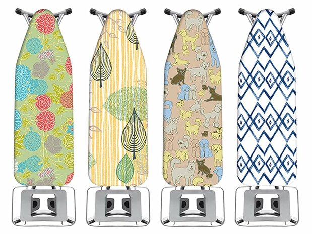 Fast Fit Toppers Van TV Strijkplank hoes ANNEMARIE Geel blad print - Multicolor - Katoen / Polyester - 139 x 49 cm Universeel