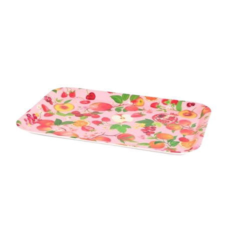 Dienblad met Appels / Granaatappels / Planten- Roze -  43 x 31 cm - Kunststof - Serveerblad - Serveren - Keuken 