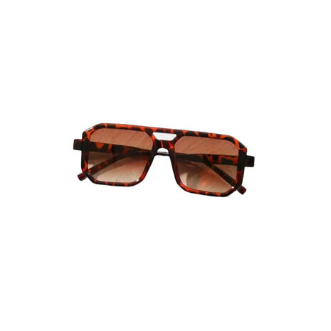  Zonnebril FESTIVAL  - UV 400 - Panter print / bruin / gemengd - Glazen vierkante bril - Normaal Model - Shades - Vrouwen - Gra