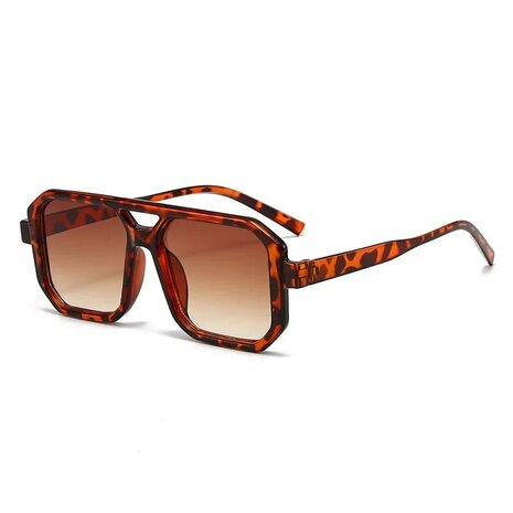  Zonnebril FESTIVAL  - UV 400 - Panter print / bruin / gemengd - Glazen vierkante bril - Normaal Model - Shades - Vrouwen - Gra