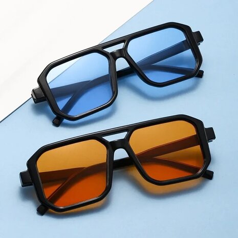 Zonnebril FESTIVAL  - UV 400 - Blauw - Glazen vierkante bril - Normaal Model - Shades - Unisex Heren  / Vrouwen - Gradient Col5
