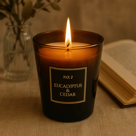 Grote Design kaars geurkaars XL - Eucalyptus &amp; Cedar - No. 2 - Bruin / Brons - 50 Branduren2