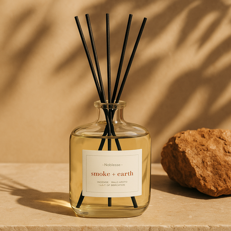 Luxe Geurstokjes EDWARD XL  Smoke + Earth - Geel - Glas - 400 ml - Diffuser2