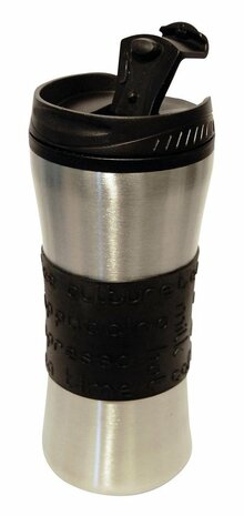 Hovac Savana mug - Zilver / Zwart - RVS - 0,5L - Geschikt voor koude en warme vloeistoffen - Isoleerbeker