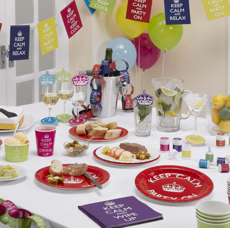 Feest vlaggenlijn &quot;Keep Calm And Keep Cool&quot; - Multicolor - Karton - 3,5 meter - Feest - Party - Vlaggen - Slinger