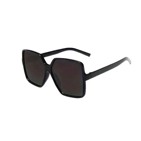 Zonnebril Monaco Jetset Girl  - UV 400 - Zwart / Zwart - Glazen vierkante bril - Chique Classy Vrouwen Model - Shades - Vrouwen