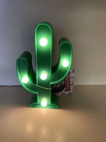 Mini LED Cactus lampje met 5 led lampjes - Groen - 6.5 x 2.5 x 15 cm
