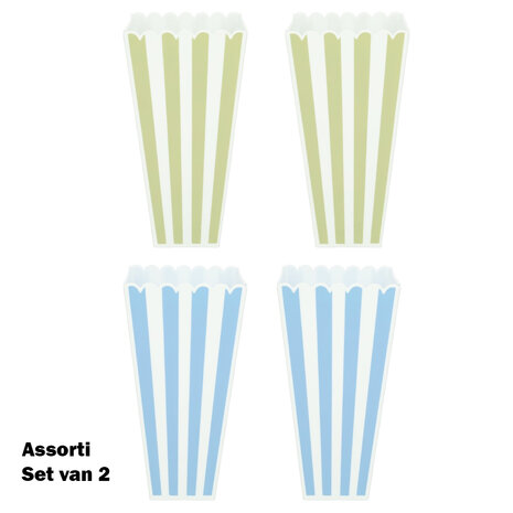 Popcorn bak herbruikbaar - Blauw / Groen - Kunststof - 9 x 9 x 19 cm - Set van 2 - Assorti3