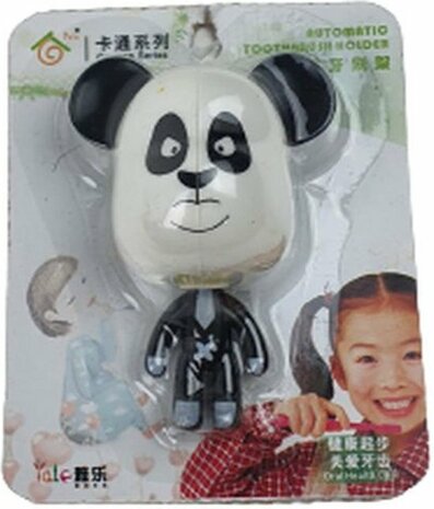 Tandenborstel houder - Zwart / Wit - Kunststof - Inclusief zuignap - Poppetje Panda - Badkamer - Tandenpoetsen - Automatic Toot