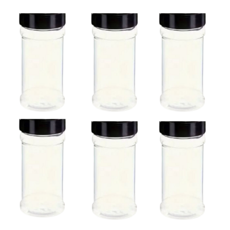 Kruidenpotjes MYLES - Zwart - Kunststof- 11 x 5cm - Set van 6 - Keuken - Accessoires - Spices - Voorraadkast 