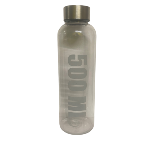 Waterfles Filip met print 500ml - Transparant - Kunststof - RVS Dop - 20 x 6cm - Drinkfles - BPA vrij - Lekvrij 