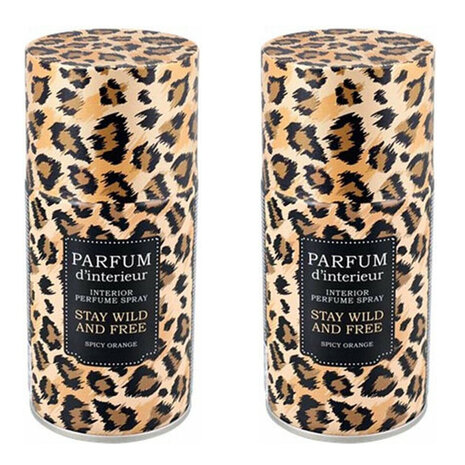 2 Interieurparfum / Huisparfum &quot;Stay Wild And Free&quot; Spicy Orange - Zwart / Bruin - Panter print - Metaal / Kunsts