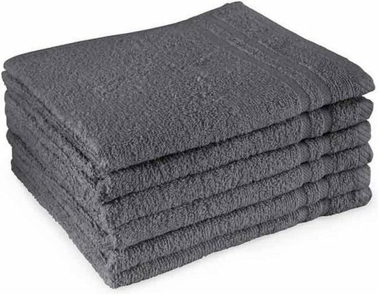 Handdoek RIVERFIELD - Set van 4 - Antraciet - 100% katoen - 50 x 100 cm - Badkamer - Doek