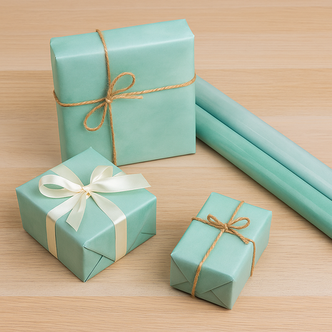 Cadeaupapier - Baby blauw / Mint Groen - 70 x 200 cm - Set van 2 -  Inpakpapier / kaftpapier