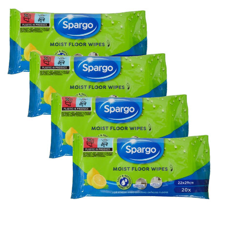 Spargo Moist Wipes / 80 Vochtige Schoonmaakdoekjes &ndash; 4 x 20 stuks &ndash; Met Frisse Citroen Geur &ndash; Multipurpose