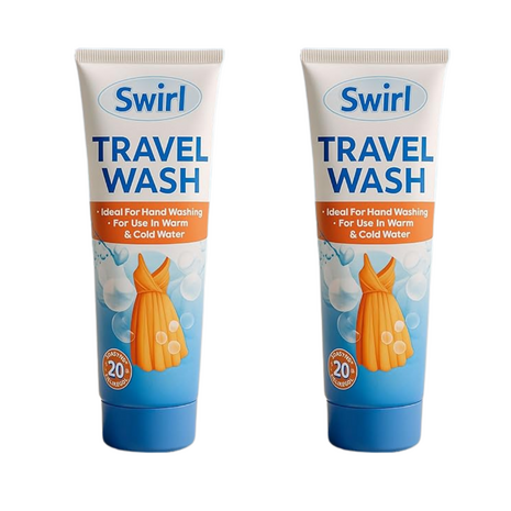 Swirl Travel Wash &ndash; Set van 2 - 100 ml - Reisset Wasmiddel - Tot 20 Wasbeurten per tube - Voor Warm en Koud Water - Cott