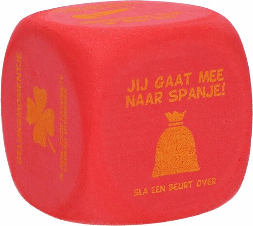 Dobbelspel Sinterklaas dobbelsteen - Rood / Geel - Kunststof - 6,5 x 6,5 cm - Surprise 