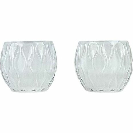 Theelichthouders Crystal - Wit - Glas - Set van 2 - Waxinelichthouder &ndash; Waxinelicht &ndash; Gezellig &ndash; Sfeer &ndash; Kerst &ndash; Fees