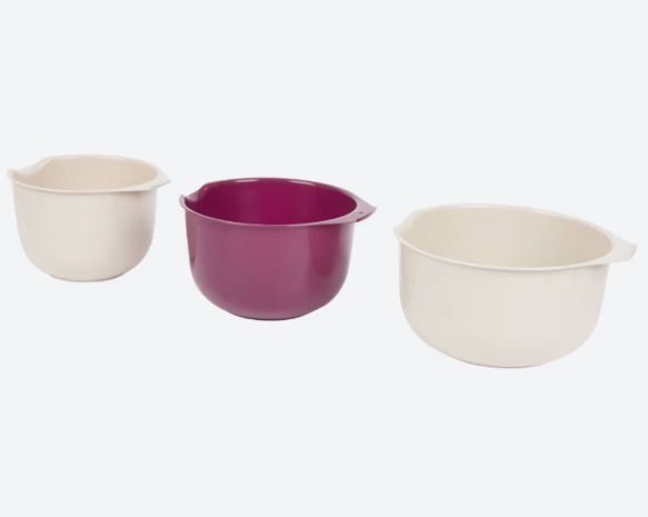 Beslagkommen 3 maten - Taupe / Bordeaux Paars - Kunststof - 17,5 / 20 / 22,5 cm - 3 Stuks - Mengkommen - Kom - Koken - Bakken