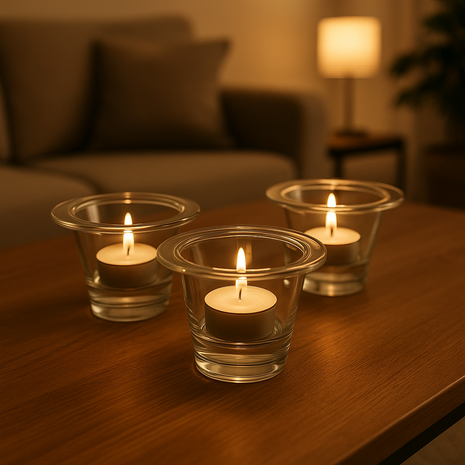  Yong Theelichthouder - Transparant - Glas - Ø 8.5 x 8 cm - Set van 6a