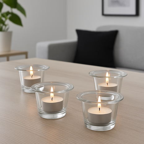  Yong Theelichthouder - Transparant - Glas - Ø 8.5 x 8 cm - Set van 6b