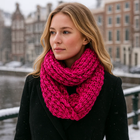  Loop Sjaal OLGA - Roze - Dames - Acryl / Polyester