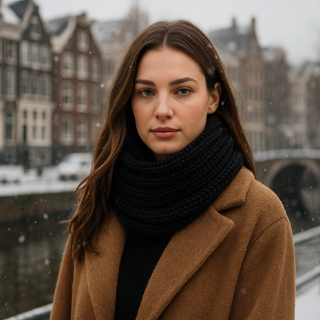 Ronde Sjaal RENEÉ - Zwart - Unisex - Polyester 5