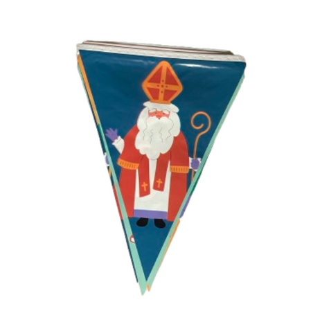 Vlaggenlijn Sinterklaas met Piet - Donkerblauw / Multicolor - Kunststof - 6 Meter - Pakjesavond - Pieten - Vlag 1