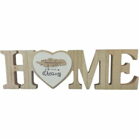 Home sign &#039;Your Dreams&#039; - Bruin / Wit - Hout - 39 x 11,5 cm
