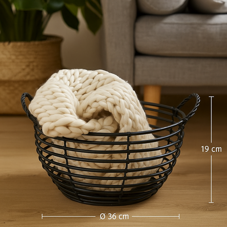 Opbergmand AMBOSIUS - Zwart - Bamboe - ⌀ 36 x h 19 cm1