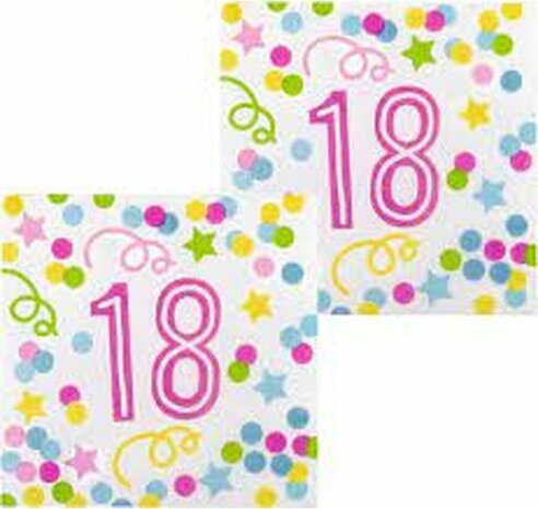 Boland 18 Servetten - Multicolor - Party - Feest - Verjaardag - Jarig - 12 Servetten