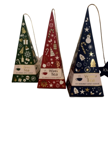 Giftbox Winter Piramide Thee - Caramel Apple Flavour - Groen - 10 Theezakjes - Kersttip / Kerstcadeau - Winterthee - Winter Tea - Caramel Appel thee