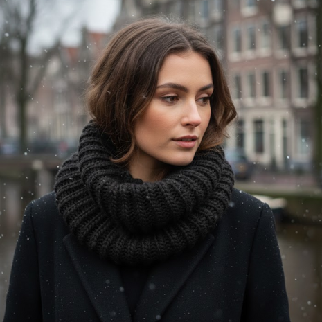  Ronde Sjaal RENE&Eacute; - Zwart - Unisex - Polyester