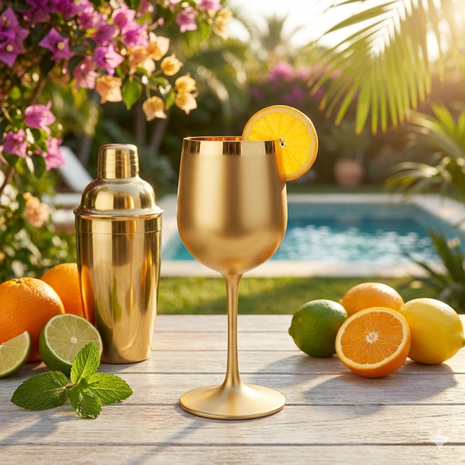 Trendy wijnglazen - Goud - Kunststof - 8 x 8 x 22 cm - Set van 2 stuks - 60 cl - Oud & Nieuw - Cocktail - Kerst 2