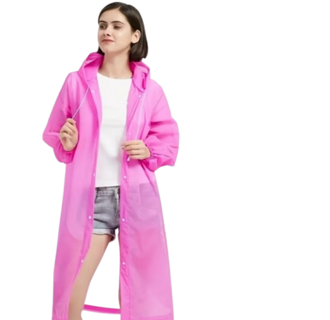 Regenjas / Poncho - Roze - One Size - Unisex - Met Drukknopen en Capuchon - EVA - Lichtgewicht Fietskleding - Waterdicht