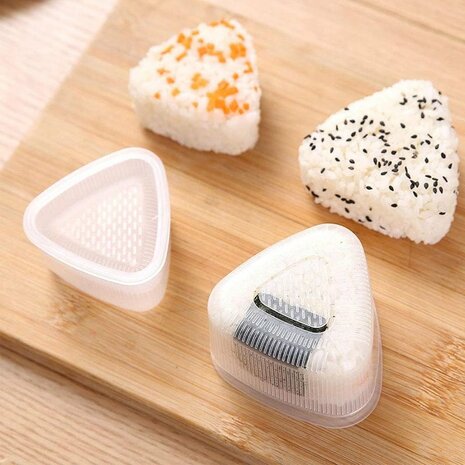 Onigiri Vorm Box - Transparant - Kunststof - 7 x 4 cm - Set van 2 - Met Deksel - Sushi 